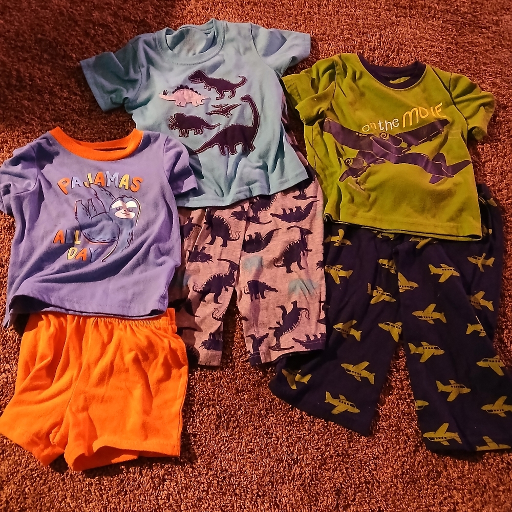 Dinosaur Themed Kids Pajama Set - Green, Blue, Orange